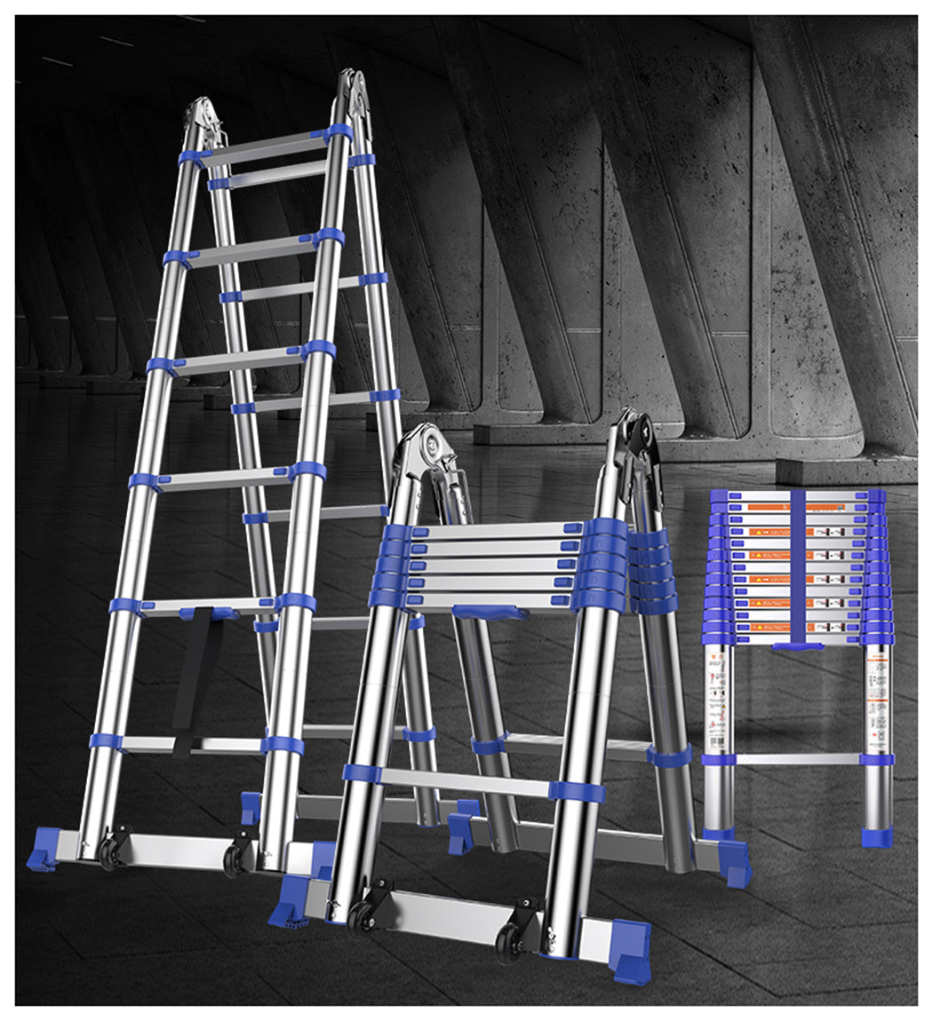 Portable  Ladder Aluminum Extension Ladder European Standard Anti-Skid  Folding Telescopic Stairs